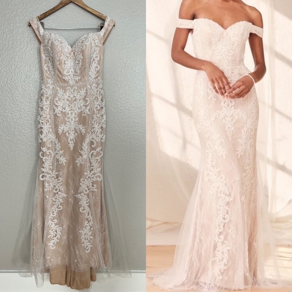 Lulus Luxe Promised Love White Beaded Lace Off-the-Shoulder Maxi Dress - Picture 4 of 10